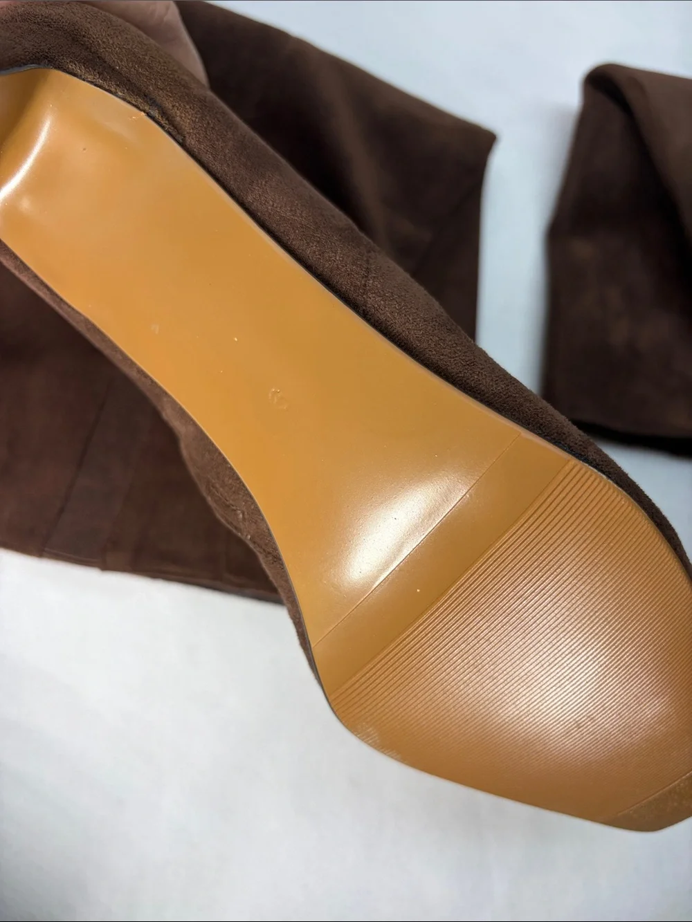 Brown Suede Over-the-Knee Boots with Block Heel